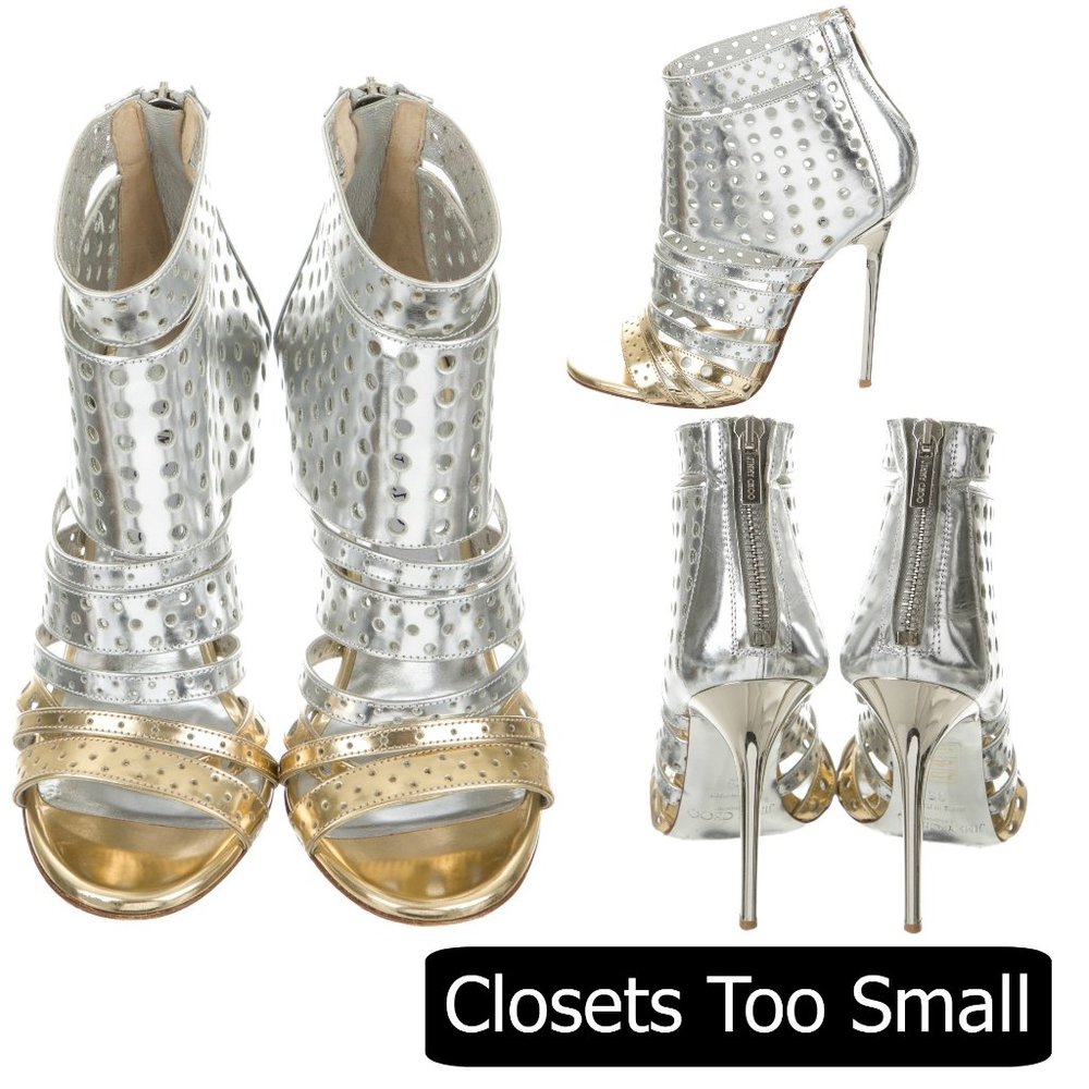 Jimmy Choo Silver Gold Sandals Boot